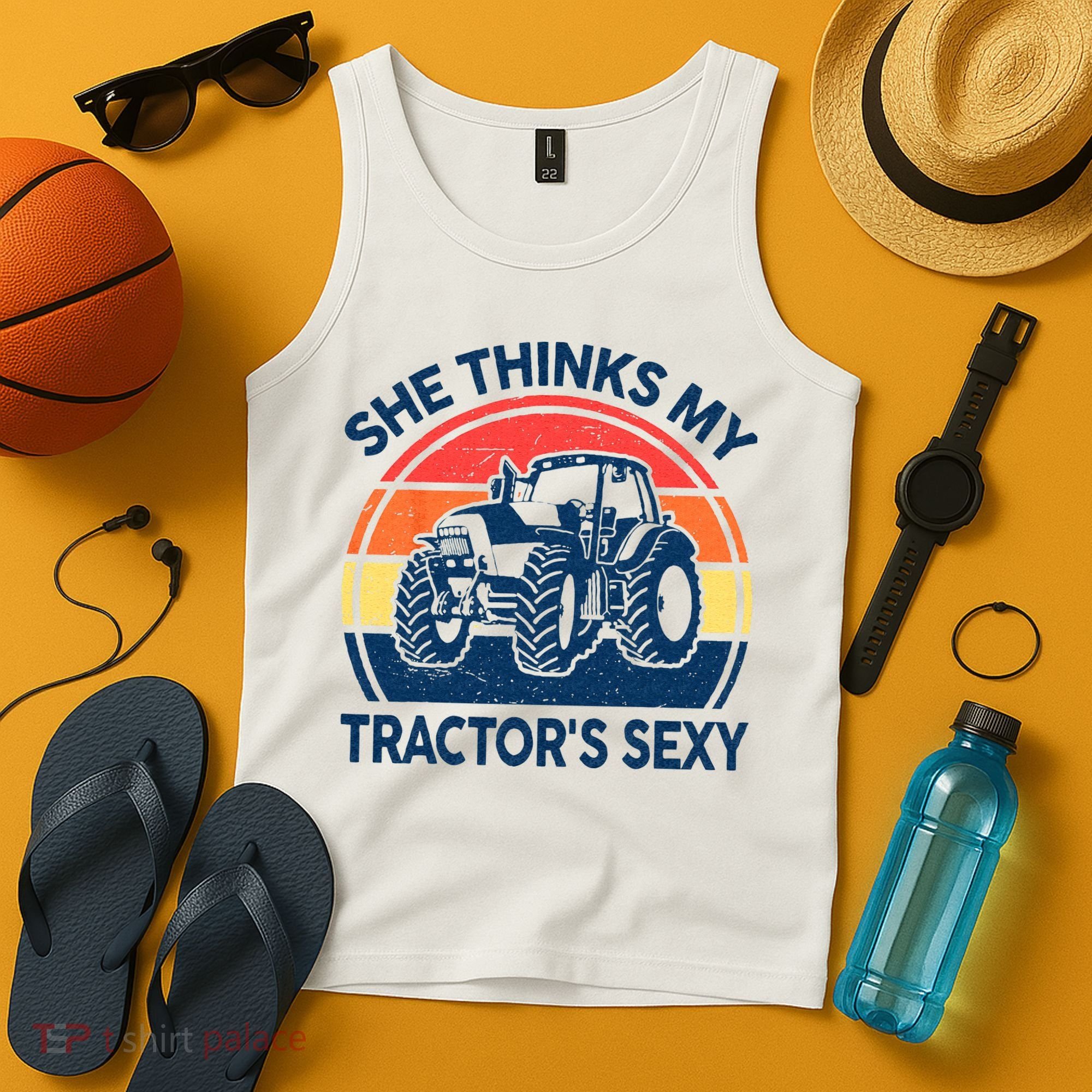 Farm She Thinks My Tractors Sexy Men Gift Funny Farmer Tank Top