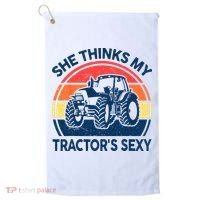 Farm She Thinks My Tractors Sexy Men Gift Funny Farmer Golf Towel thumb 0