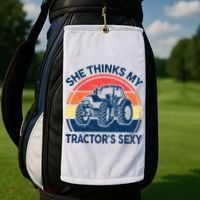 Farm She Thinks My Tractors Sexy Men Gift Funny Farmer Golf Towel thumb 2