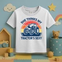 Farm She Thinks My Tractors Sexy Men Gift Funny Farmer Toddler T-Shirt thumb 3