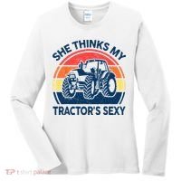 Farm She Thinks My Tractors Sexy Men Gift Funny Farmer Women's Long Sleeve Shirt thumb 0