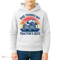 Farm She Thinks My Tractors Sexy Men Gift Funny Farmer Kids Hoodie thumb 4