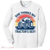 Farm She Thinks My Tractors Sexy Men Gift Funny Farmer Kids Long Sleeve Shirt thumb 0