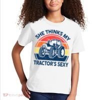 Farm She Thinks My Tractors Sexy Men Gift Funny Farmer Kids T-Shirt thumb 2