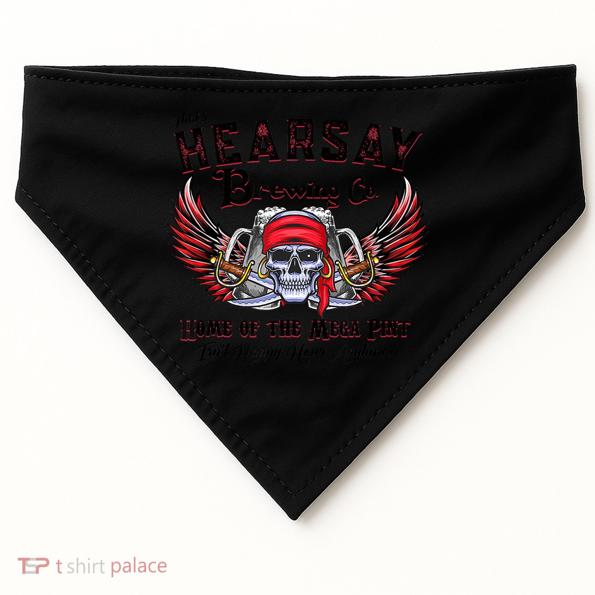 Funny Skull That's Hearsay Brewing Co Home Of The Mega Pint USA-Made Doggie Bandana
