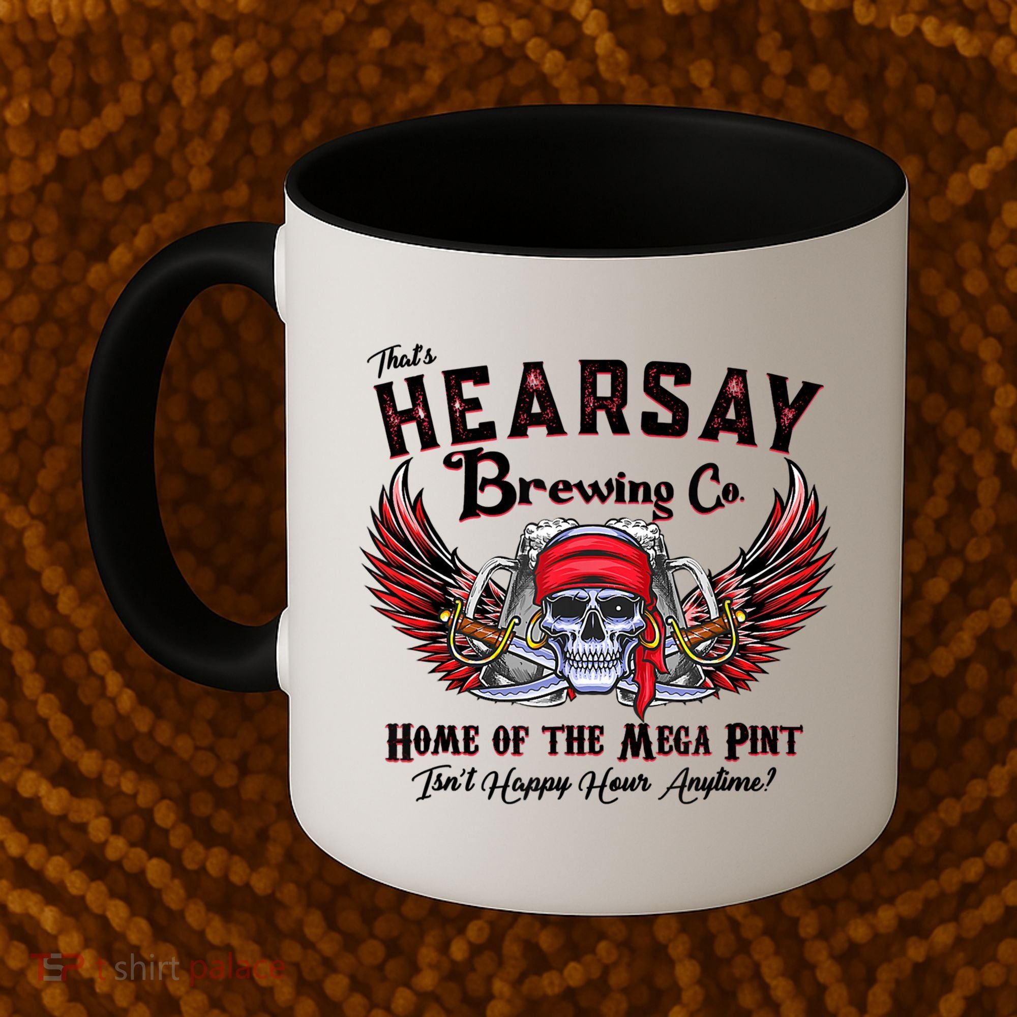 Funny Skull That's Hearsay Brewing Co Home Of The Mega Pint Coffee Mug