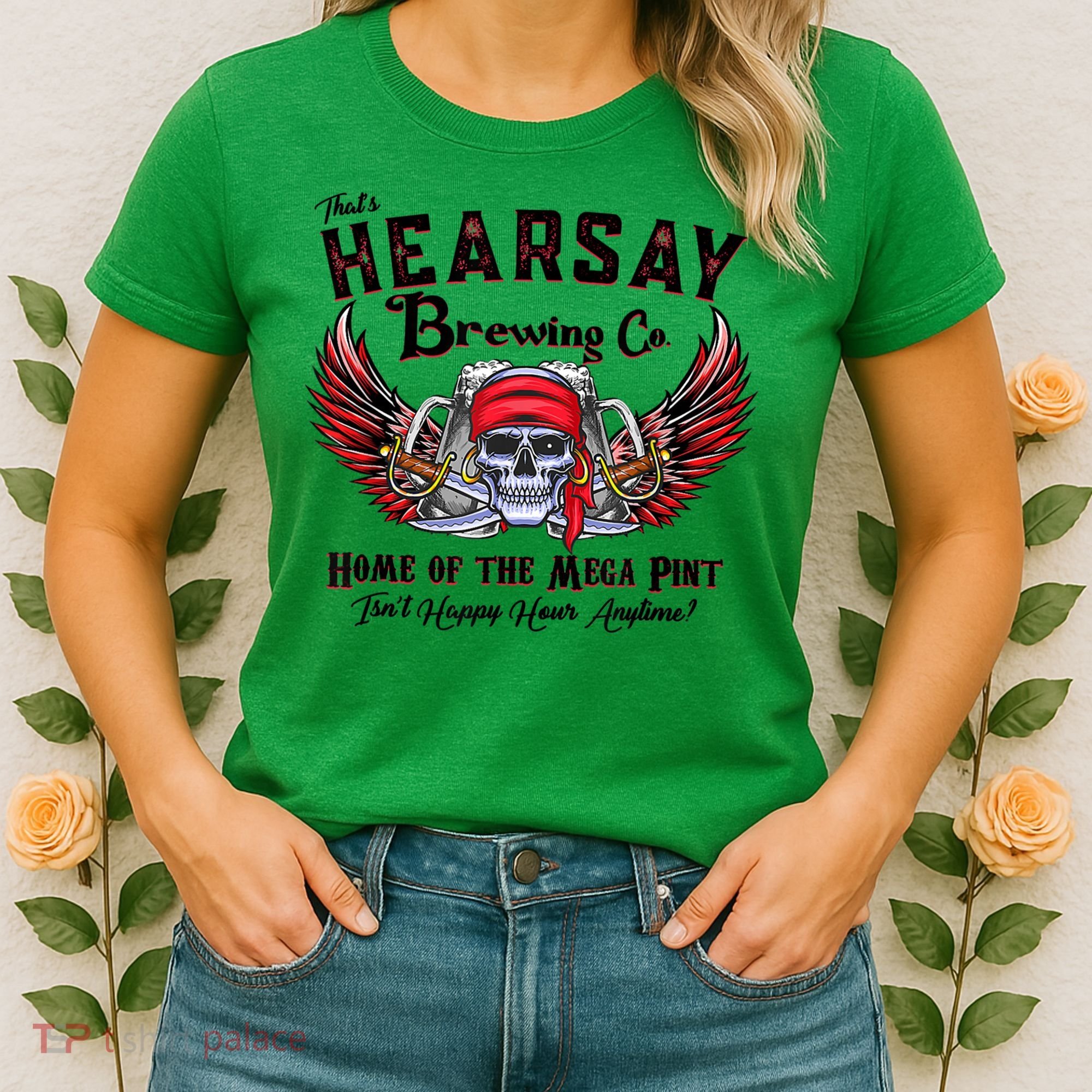 Funny Skull That's Hearsay Brewing Co Home Of The Mega Pint Women's T-Shirt