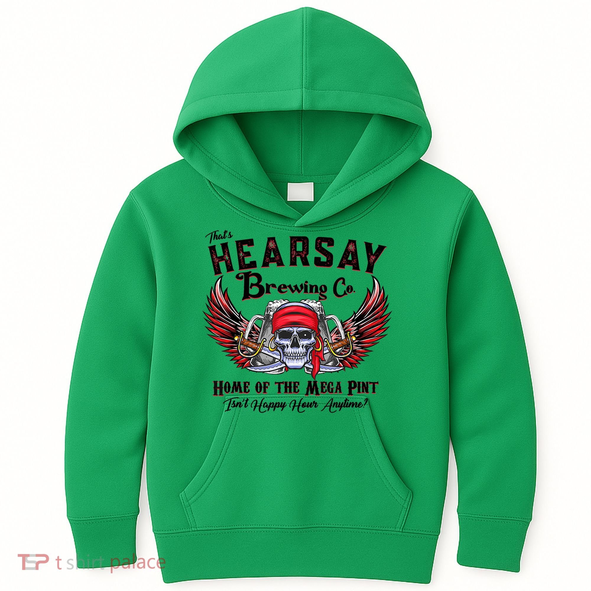 Funny Skull That's Hearsay Brewing Co Home Of The Mega Pint Kids Hoodie