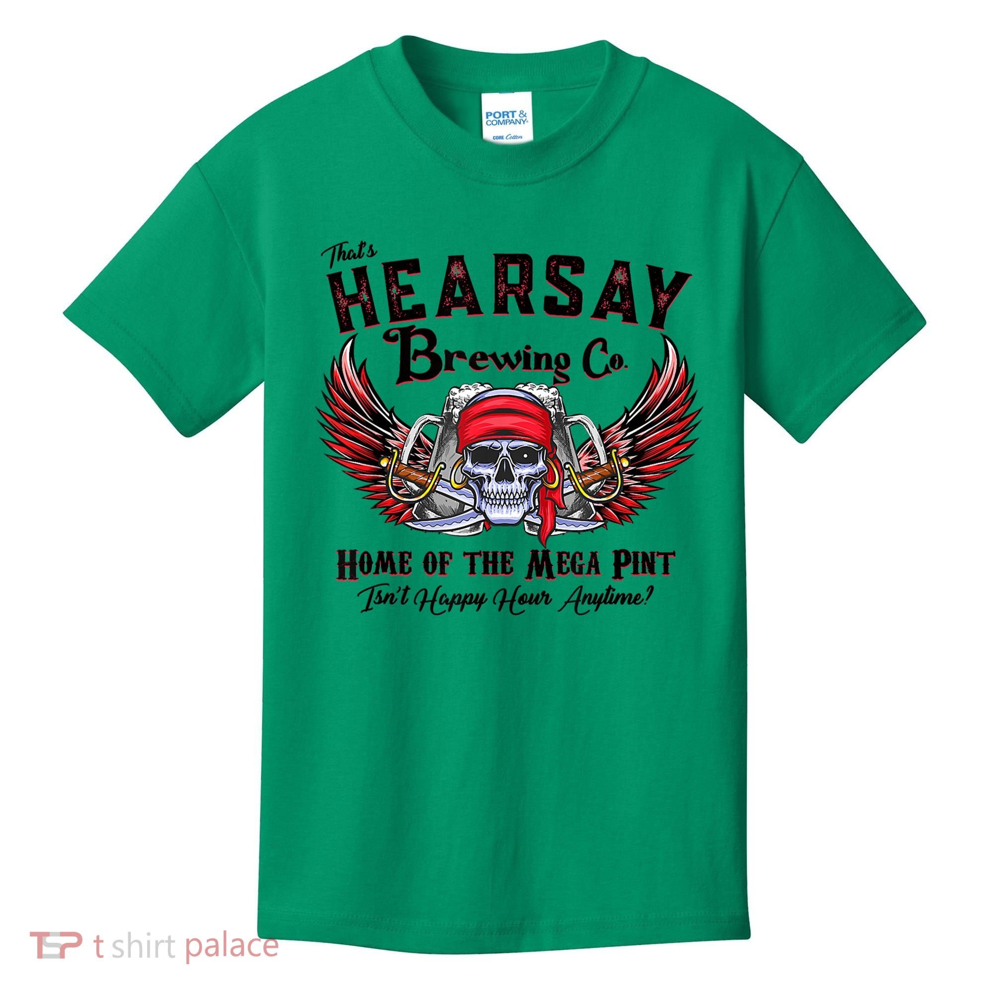 Funny Skull That's Hearsay Brewing Co Home Of The Mega Pint Kids T-Shirt