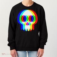 Funny Skull Trippy Vaporwave Halloween Techno Rave Edm Party Women's Sweatshirt thumb 0