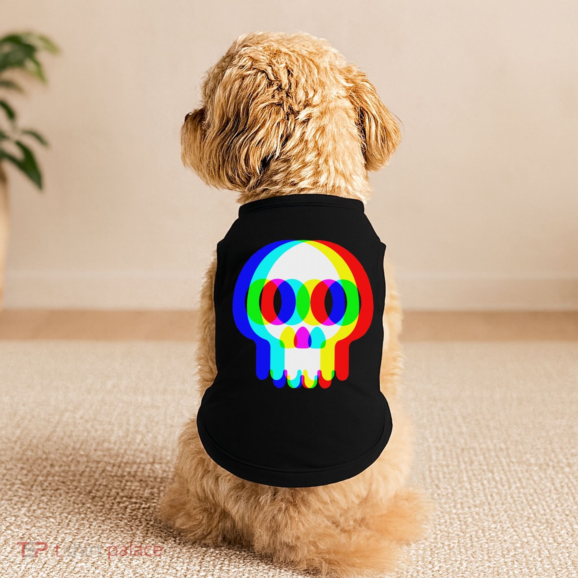 Funny Skull Trippy Vaporwave Halloween Techno Rave Edm Party Doggie Tank