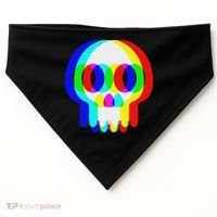 Funny Skull Trippy Vaporwave Halloween Techno Rave Edm Party USA-Made Doggie Bandana thumb 0