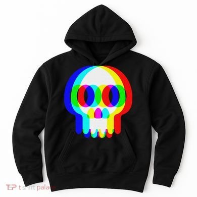 Funny Skull Trippy Vaporwave Halloween Techno Rave Edm Party Hoodie