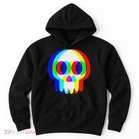 Funny Skull Trippy Vaporwave Halloween Techno Rave Edm Party Hoodie thumb 0