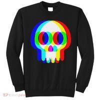 Funny Skull Trippy Vaporwave Halloween Techno Rave Edm Party Sweatshirt thumb 0