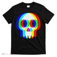 Funny Skull Trippy Vaporwave Halloween Techno Rave Edm Party T-Shirt thumb 0