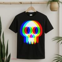 Funny Skull Trippy Vaporwave Halloween Techno Rave Edm Party T-Shirt thumb 2