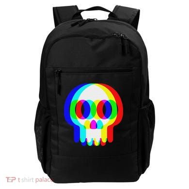 Funny Skull Trippy Vaporwave Halloween Techno Rave Edm Party Backpack