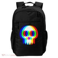 Funny Skull Trippy Vaporwave Halloween Techno Rave Edm Party Backpack thumb 0