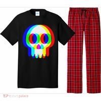 Funny Skull Trippy Vaporwave Halloween Techno Rave Edm Party Pajama Set thumb 0