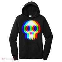 Funny Skull Trippy Vaporwave Halloween Techno Rave Edm Party Women's Hoodie thumb 0