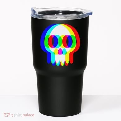 Funny Skull Trippy Vaporwave Halloween Techno Rave Edm Party Tumbler
