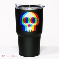 Funny Skull Trippy Vaporwave Halloween Techno Rave Edm Party Tumbler thumb 0