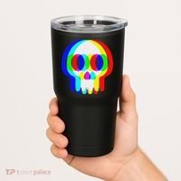 Funny Skull Trippy Vaporwave Halloween Techno Rave Edm Party Tumbler thumb 2