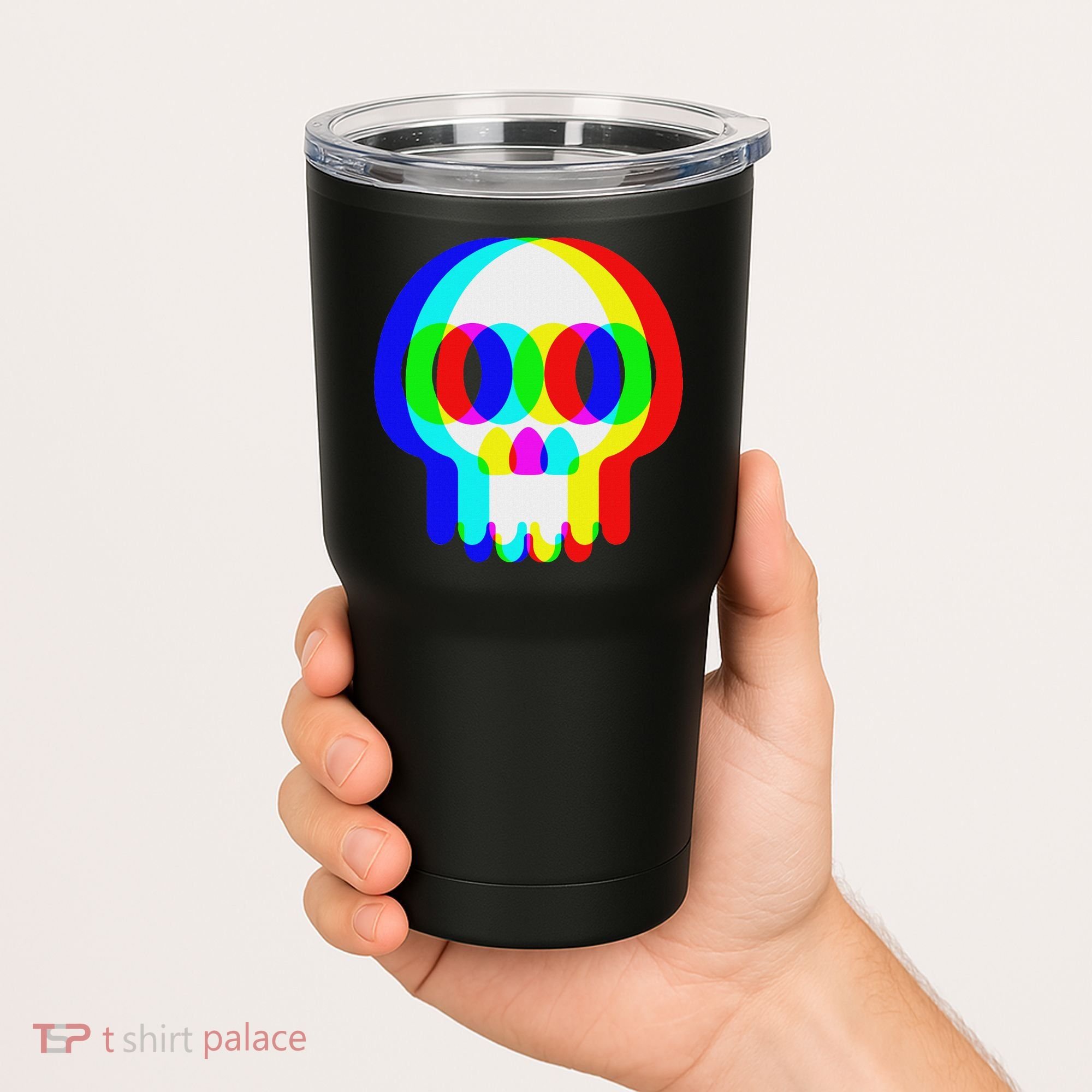 Funny Skull Trippy Vaporwave Halloween Techno Rave Edm Party Tumbler