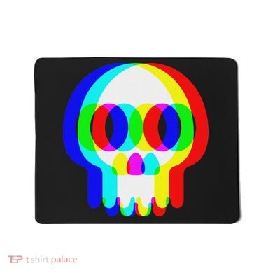 Funny Skull Trippy Vaporwave Halloween Techno Rave Edm Party Mousepad