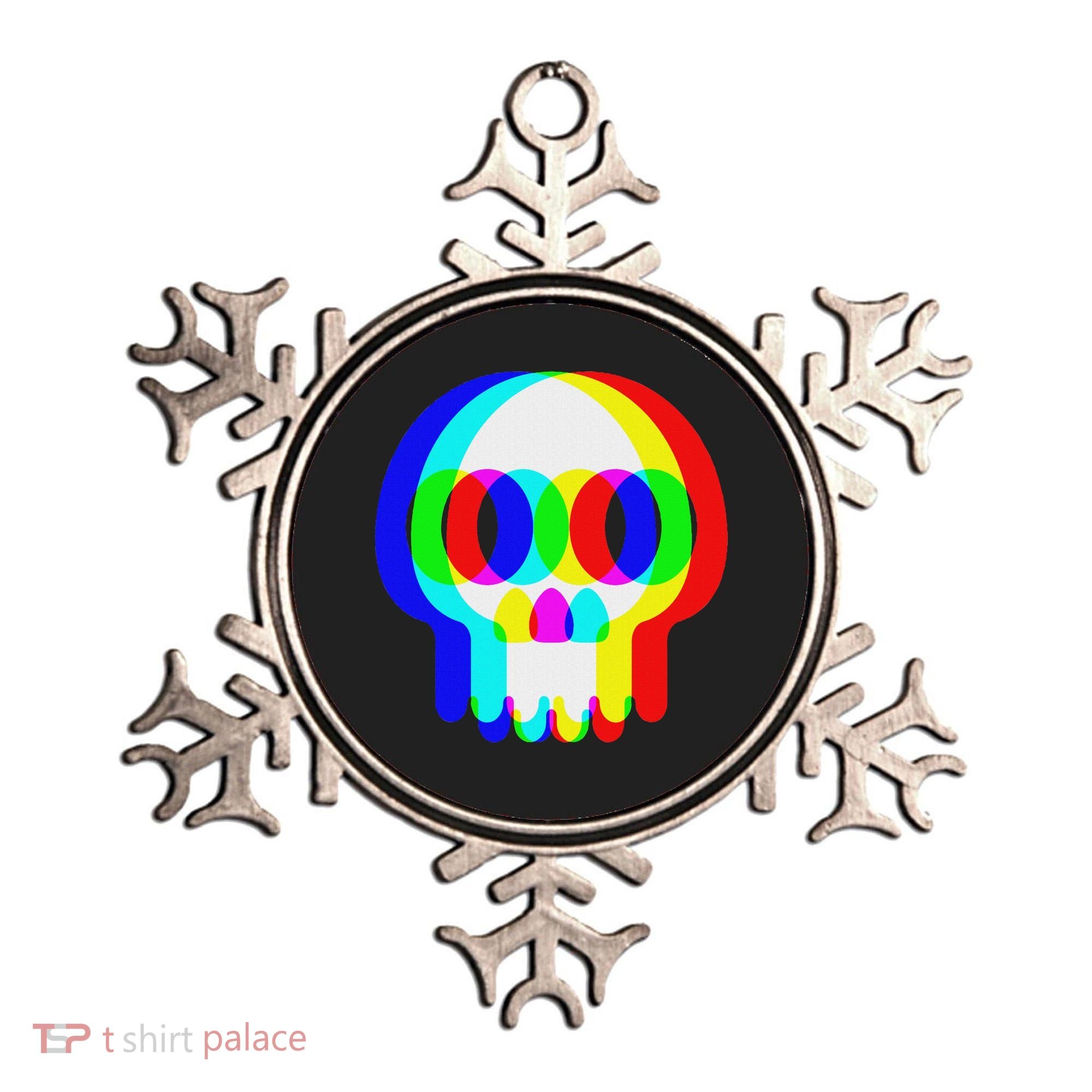 Funny Skull Trippy Vaporwave Halloween Techno Rave Edm Party Ornament