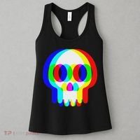Funny Skull Trippy Vaporwave Halloween Techno Rave Edm Party Women's Tank Top thumb 3