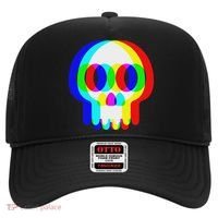 Funny Skull Trippy Vaporwave Halloween Techno Rave Edm Party Hat thumb 0