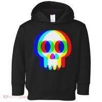 Funny Skull Trippy Vaporwave Halloween Techno Rave Edm Party Toddler Hoodie thumb 0