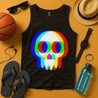 Funny Skull Trippy Vaporwave Halloween Techno Rave Edm Party Tank Top thumb 4