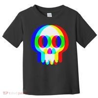 Funny Skull Trippy Vaporwave Halloween Techno Rave Edm Party Toddler T-Shirt thumb 0
