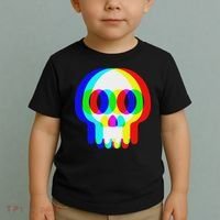 Funny Skull Trippy Vaporwave Halloween Techno Rave Edm Party Toddler T-Shirt thumb 2