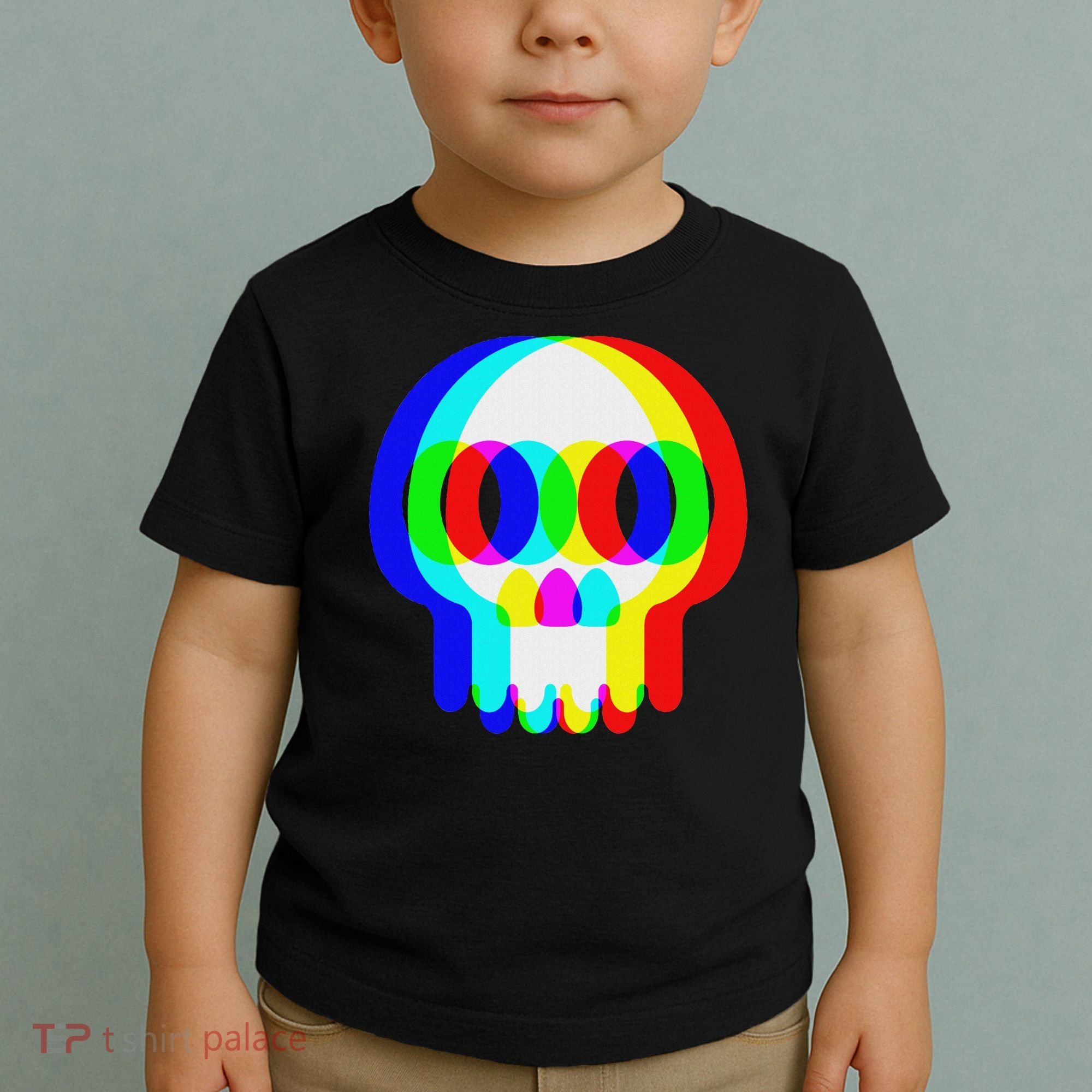 Funny Skull Trippy Vaporwave Halloween Techno Rave Edm Party Toddler T-Shirt