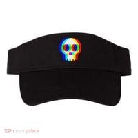 Funny Skull Trippy Vaporwave Halloween Techno Rave Edm Party Visor thumb 0