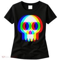 Funny Skull Trippy Vaporwave Halloween Techno Rave Edm Party Women's T-Shirt thumb 0