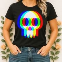 Funny Skull Trippy Vaporwave Halloween Techno Rave Edm Party Women's T-Shirt thumb 2