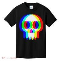 Funny Skull Trippy Vaporwave Halloween Techno Rave Edm Party Kids T-Shirt thumb 0