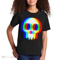 Funny Skull Trippy Vaporwave Halloween Techno Rave Edm Party Kids T-Shirt thumb 2