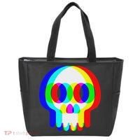 Funny Skull Trippy Vaporwave Halloween Techno Rave Edm Party Tote Bag thumb 0