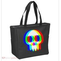 Funny Skull Trippy Vaporwave Halloween Techno Rave Edm Party Tote Bag thumb 2