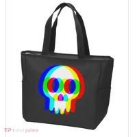 Funny Skull Trippy Vaporwave Halloween Techno Rave Edm Party Tote Bag thumb 3