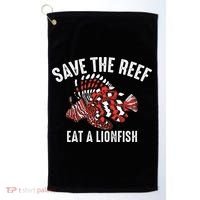 Funny Save The Reef Eat A Lionfish Cute Sea Rock Diver Gift Golf Towel thumb 0