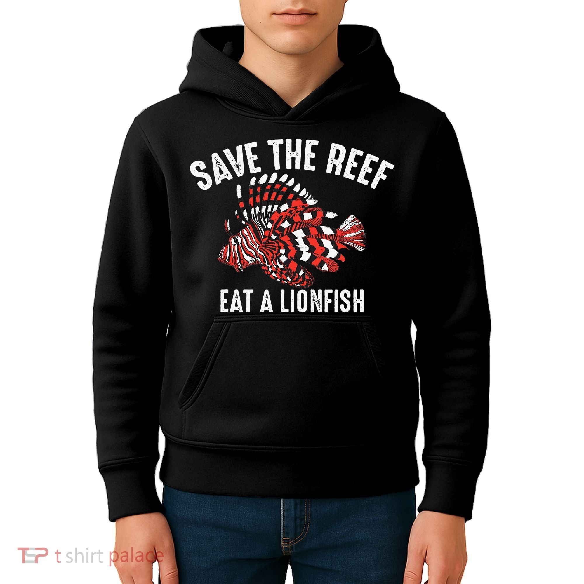 Funny Save The Reef Eat A Lionfish Cute Sea Rock Diver Gift Kids Hoodie