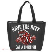 Funny Save The Reef Eat A Lionfish Cute Sea Rock Diver Gift Tote Bag thumb 0