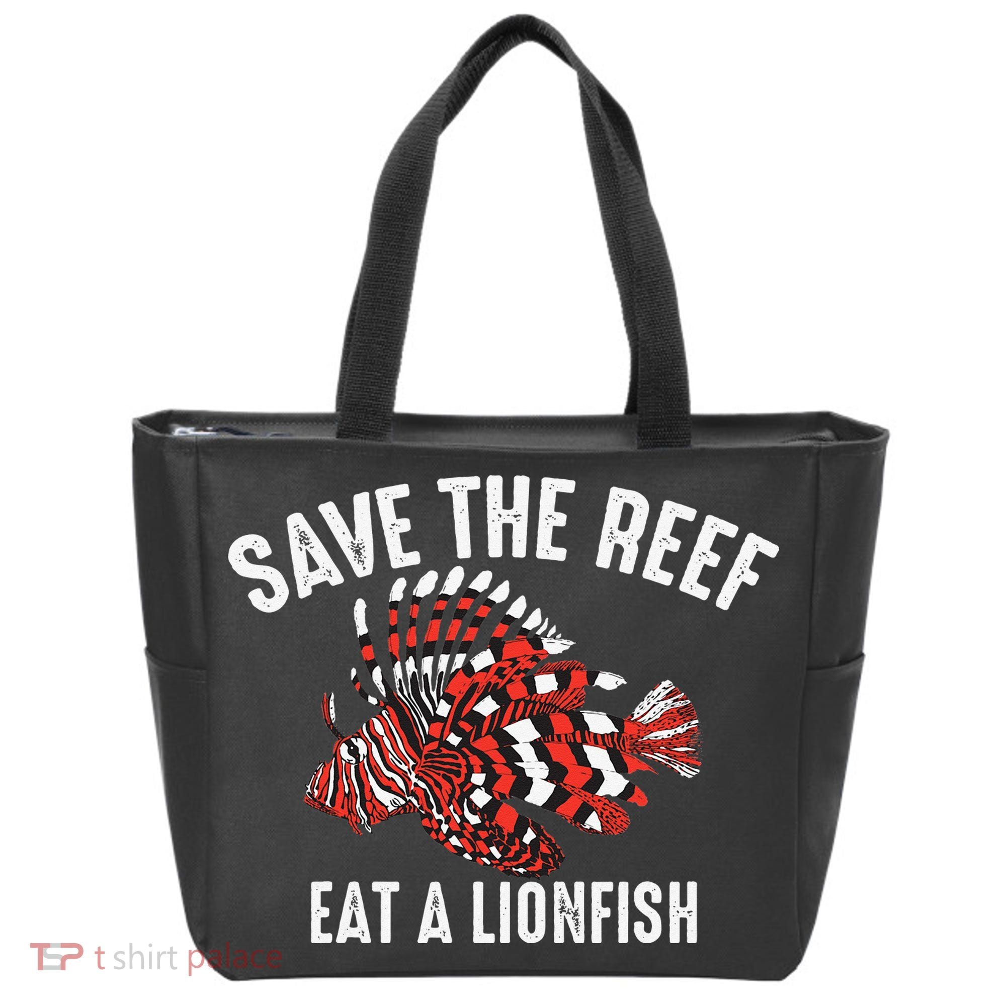 Funny Save The Reef Eat A Lionfish Cute Sea Rock Diver Gift Tote Bag